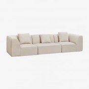 Sofa Modułowa Tapicerowana Cardea 3-częściowa Kremowo-beżowy Szenil - Sklum