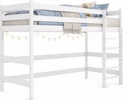 Białe drewniane łóżko jednoosobowe z antresolą - 5 rozmiarów N7-Z21