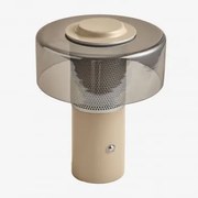 Bezprzewodowa Lampa Stołowa Led Elfriede Ze Szkła I Stali Kremowa Tapioca - Sklum