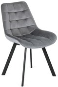 Szare tapicerowane pikowane krzesło z weluru K7-M85