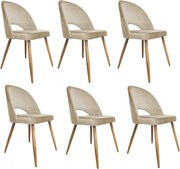 Zestaw krzeseł ISKAR 2 VELVET 6 szt. beżowe/dąb ATOS