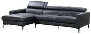Kanapa narożna ze skóry bawolej FLORENCE - kolor czarny - narożnik lewostronny