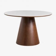 Okrągły Drewniany Stół Jadalny Aura Ceramika & Ø120 Cm & Fornir Orzechowy - Sklum