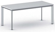 Stół konferencyjny do biura PRIMO INVITATION, 180x80 cm, szaro-srebrna podstawa, biały
