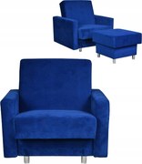 Fotel rozkładany z podnóżkiem Alicja kobalt granat