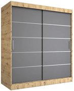 Szafa przesuwna dąb artisan + antracyt 180 cm F3-A50