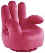 Fotel obrotowy w kształcie dłoni CATCHY z weluru - Fuksja