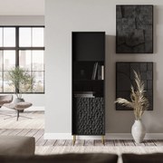 AGNA W-1 witryna czarny, nogi: złoty szafki, na nóżkach, dekor 3D