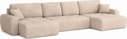 Narożnik w kształcie U z funkcją spania i pojemnikiem Ivo U, tkanina welurowa Salvador, Beżowy