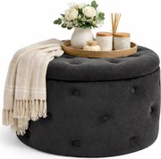 Czarna pikowana pufa ze schowkiem B7-H61