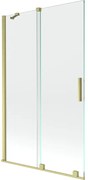 Mexen Velar parawan nawannowy 2-skrzydłowy rozsuwany 110 x 150 cm, transparent, złoty szczotkowany - 896-110-000-01-55