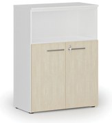 Szafa biurowa kombinowana PRIMO WHITE, 800 x 420 x 1087 mm, biały/brzoza