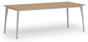 Stół konferencyjny do biura PRIMO OMEGA, 200x90 cm, szara podstawa, buk
