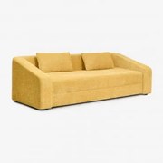 3-osobowa Rozkładana Sofa Dalila Z Tkaniny Bouclé Bouclé Miód Żółty - Sklum