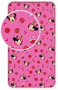 Różowe bawełniane prześcieradło dziecięce z gumką 90x200 cm Minnie "Hearts" – Jerry Fabrics