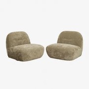 Zestaw 2 Foteli Obrotowych Sernin Szenilowych Szenil Sage Green - Sklum