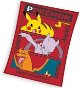 Carbotex Kocyk dziecięcy Pokémon Pikachu MewToo i Charizard, 110 x 140 cm