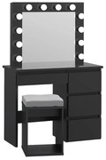 Czarna Toaletka Podświetlana Do Makijażu Z Lustrem I Taboretem A5-R30