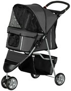 PawHut Składany wózek dla psów i kotów do 10 kg, 75 x 45 x 97 cm, Ciemnoszary