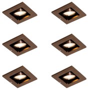 Zestaw 6 nowoczesnych reflektorów wpuszczanych ciemny brąz regulowane - Qure