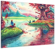 Obraz - Akwarela, Bay in a mountain village (70x50 cm)