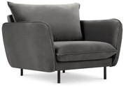 Ciemnoszary aksamitny fotel Cosmopolitan Design Vienna
