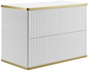 Szafka pod umywalkę wisząca ryflowana ze złotą listwą - Biały - szer. 80 cm - KELIZA