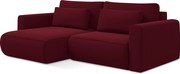 Narożnik lewostronny z funkcją spania - z tkaniny welwetowej - burgundowy - KAPUA