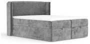 Szare łóżko boxspring ze schowkiem 160x200 cm Passion – Maison de Rêve