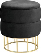 Pufa ze schowkiem okrągła welurowa pikowana AKORD ELZA Czarna