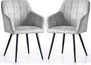Zestaw 2 szarych krzeseł tapicerowanych welurem D3-D66