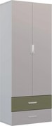Dwudrzwiowa szafa z 2 szufladami dla dzieci kaszmir + zielony G9-L92