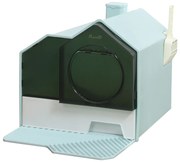 PawHut Toaleta dla kotów, Design chatki, 1 Mata filtrująca, 1 Łopatka do żwirku, wymienna podstawka, Zielony + Biały