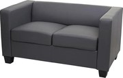 Sofa 2-osobowa Lille,  imitacja skóry, ciemnoszary