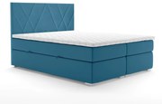 Łóżko kontynentalne MELROSE 140x200 ciemno niebieskie velvet z pojemnikiem LAVERTO