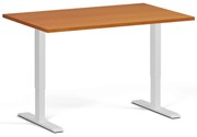 Biurko z regulacją wysokości, 120x80 cm, 2 silniki, biała podstawa, czereśnia