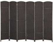 HOMCOM 6-częściowy parawan, składana osłona, ścianka działowa do salonu, sypialni, biura domowego, Brązowy