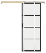 Drzwi przesuwne chowane w ścianie - aluminium i przezroczyste szkło hartowane - wys. 205 x szer. 63 cm - SINCA II