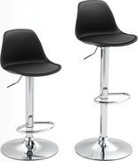 HOMCOM Zestaw 2 Stołków Barowych z Oparciem, Obrotowe, Regulowane na Wysokość, Nośność do 120 kg, 42 x 38 x 82-104 cm, Czarny