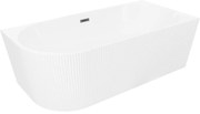 Mexen Silo wanna wolnostojąca narożna prawa ryflowana 150 x 75 cm, biała, przelew gun gray szczotkowany - 52891507500P-66