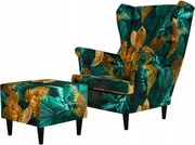 Fotel uszak z podnóżkiem Ari Print Family Meble.