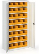 Szafa z plastikowymi pojemnikami BASIC - 1800 x 400 x 920 mm, 32x C, szary