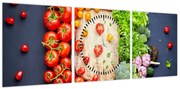 Obraz - Stół pełen warzyw (z zegarem) (90x30 cm)
