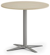 Stolik kawowy AURA, średnica 80 cm, szaro-srebrna podstawa, brzoza