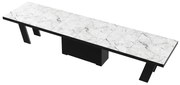 Stół rozkładany GRANDE 160(412)x100 biały marmur venatino/czarny połysk HUBERTUS