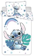 Biała/niebieska bawełniana pościel dziecięca do łóżeczka 135x100 cm Lilo and Stitch "Rainbow" – Jerry Fabrics