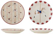 Kremowe kamionkowe talerze deserowe ze świątecznym motywem zestaw 2 szt. ø 16 cm Merry-go-round – Bloomingville