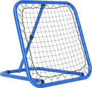 HOMCOM Siatka Rebounder do Piłki Nożnej, Składana, Ściana Odbijająca, Regulowana w 5 Poziomach, Metal, 78 x 84 x 65-78 cm, Niebieski