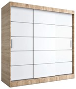 Szafa przesuwna dąb sonoma + biały 200 cm L5-P40