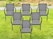 Komplet 6 krzeseł SOTTILE z szarego technorattanu na taras